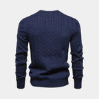 Men's Cable-Knit Sweater in Soft Cotton Blend - Classic Crew Neck Jumper for Casual Wear and Layering