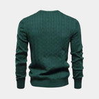Men's Cable-Knit Sweater in Soft Cotton Blend - Classic Crew Neck Jumper for Casual Wear and Layering