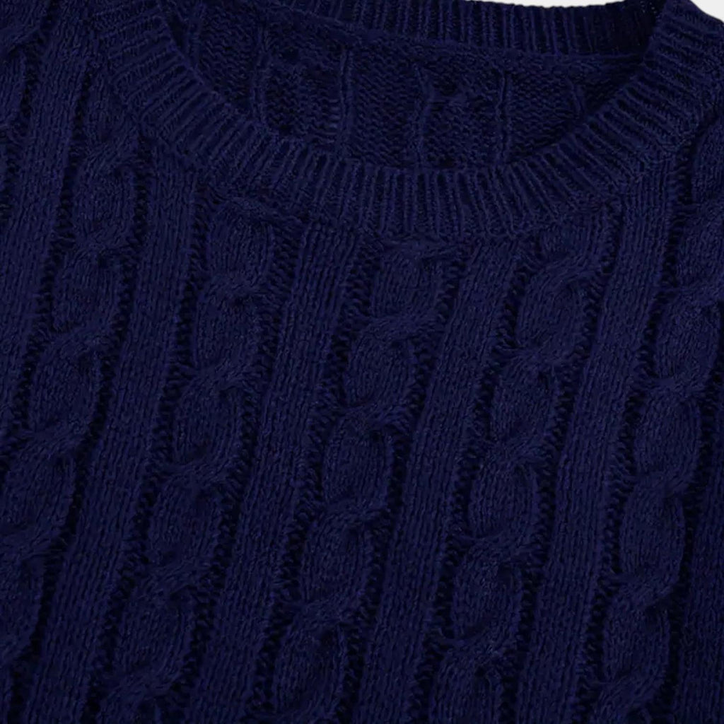 Men's Cable-Knit Sweater in Soft Cotton Blend - Classic Crew Neck Jumper for Casual Wear and Layering