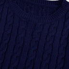 Men's Cable-Knit Sweater in Soft Cotton Blend - Classic Crew Neck Jumper for Casual Wear and Layering