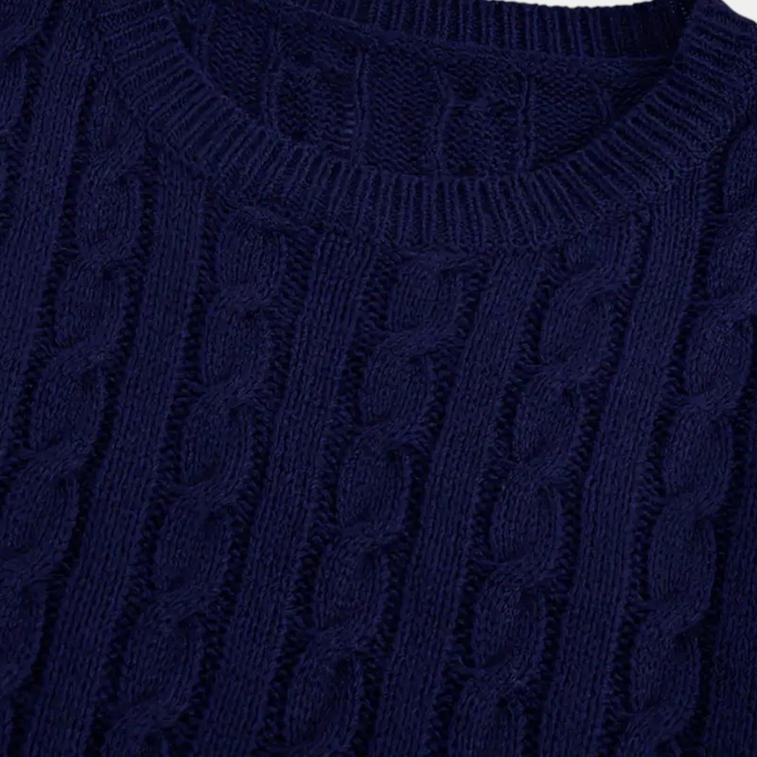 Men's Cable-Knit Sweater in Soft Cotton Blend - Classic Crew Neck Jumper for Casual Wear and Layering