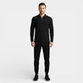 Men's Cotton-Blend Tracksuit Set - Zip Polo Top with Tapered Joggers for Casual Wear and Active Lifestyle