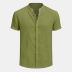 Men's Cotton Linen Short Sleeve Shirt - Relaxed Fit for Casual Wear