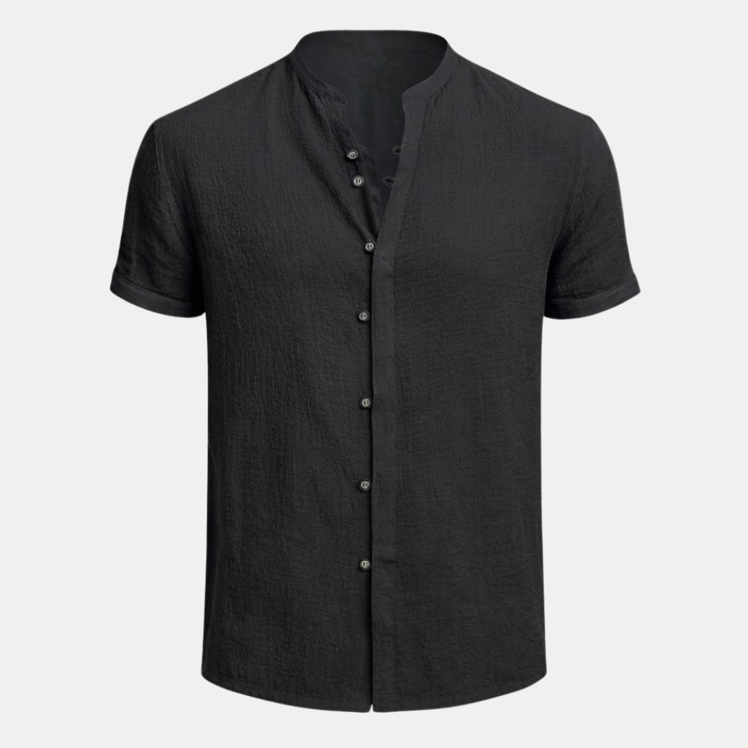 Men's Cotton Linen Short Sleeve Shirt - Relaxed Fit for Casual Wear