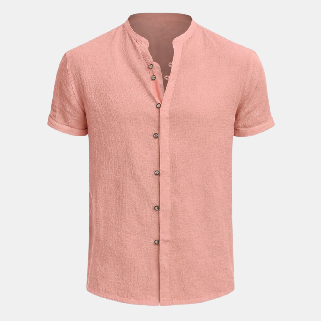 Men's Cotton Linen Short Sleeve Shirt - Relaxed Fit for Casual Wear