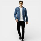 Men's Denim Blazer - Tailored Casual Overcoat for Everyday Wear - Versatile Lightweight Jacket