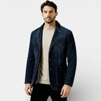 Men's Denim Blazer - Tailored Casual Overcoat for Everyday Wear - Versatile Lightweight Jacket