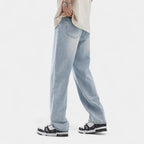 Men's Denim Jeans with Elastic Waistband | Straight-Leg Style for Casual Wear | Comfortable Fit for Everyday Use