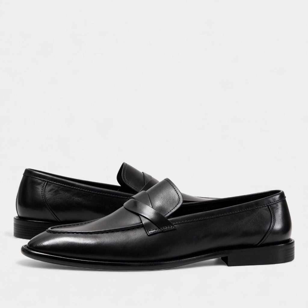 Men's Faux Leather Penny Loafers - Classic Slip-On Dress Shoes for Business and Formal Wear