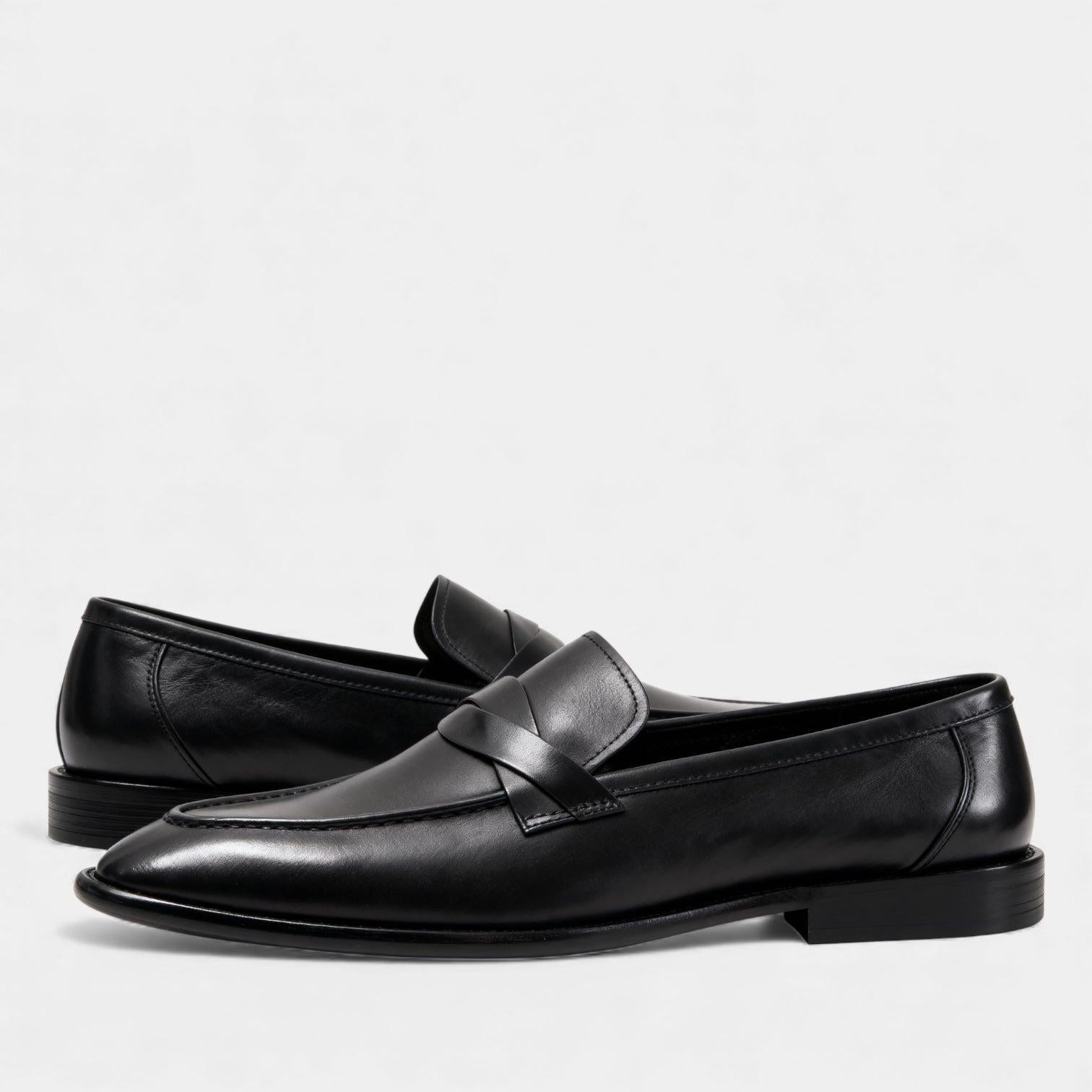 Men's Faux Leather Penny Loafers - Classic Slip-On Dress Shoes for Business and Formal Wear