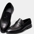Men's Faux Leather Penny Loafers - Classic Slip-On Dress Shoes for Business and Formal Wear
