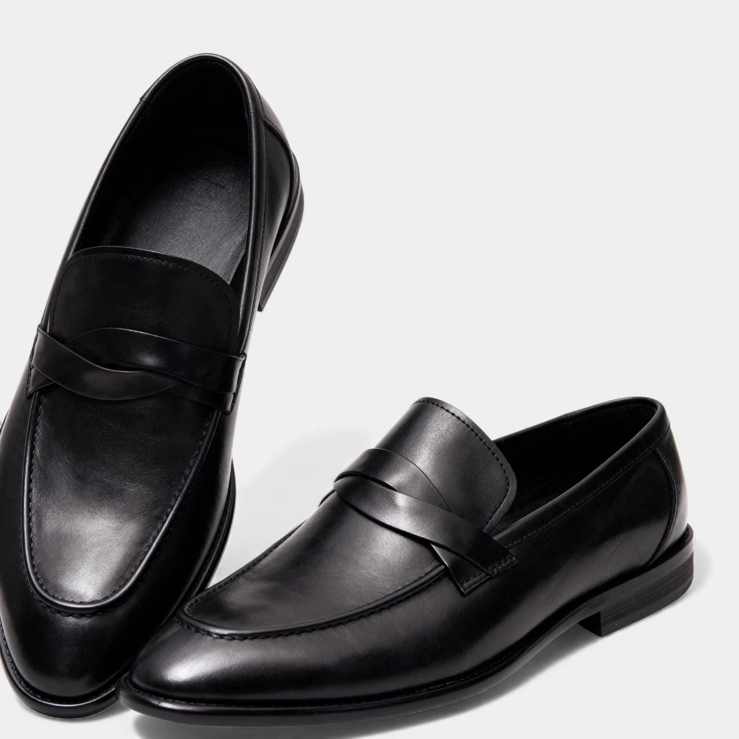 Men's Faux Leather Penny Loafers - Classic Slip-On Dress Shoes for Business and Formal Wear