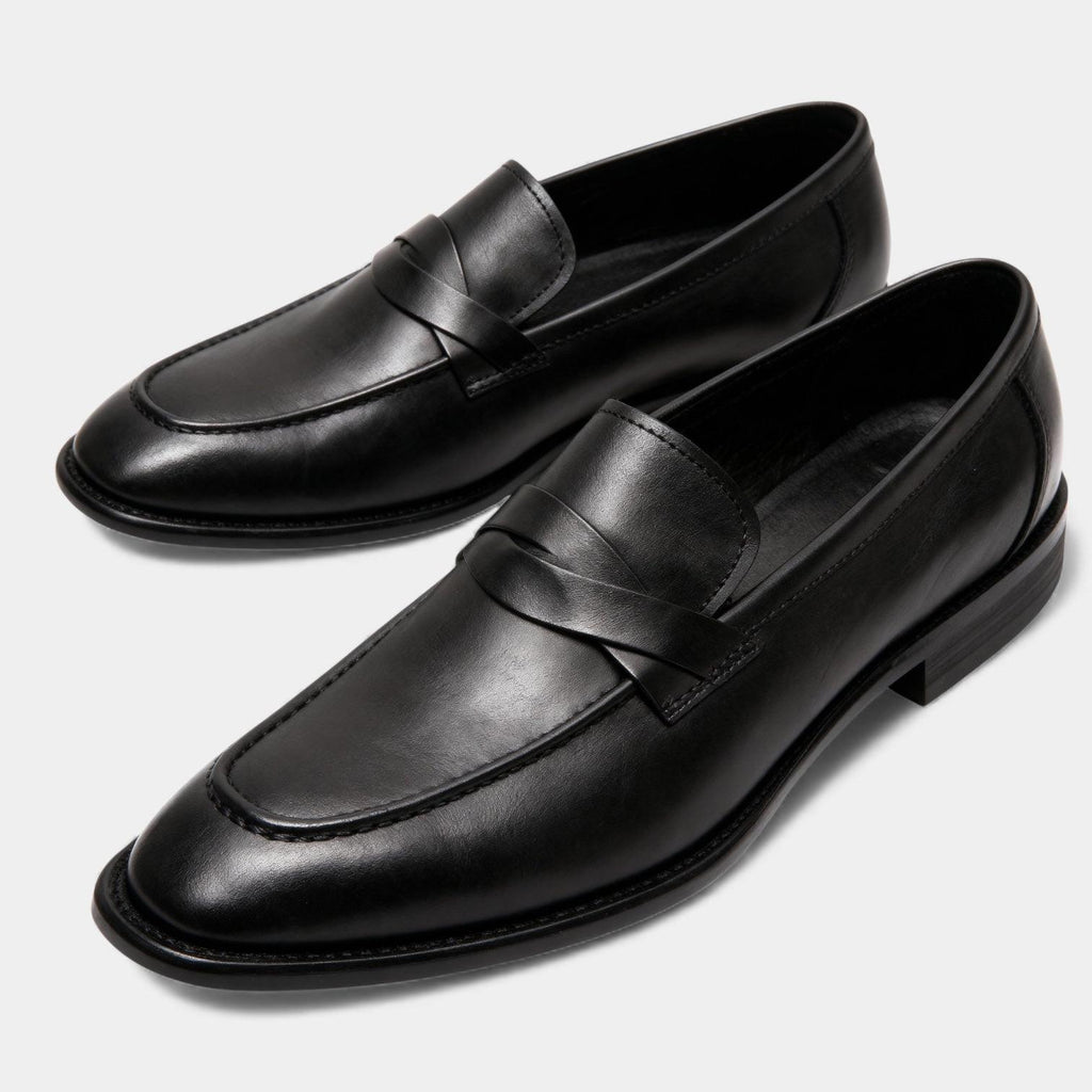 Men's Faux Leather Penny Loafers - Classic Slip-On Dress Shoes for Business and Formal Wear