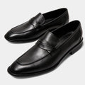 Men's Faux Leather Penny Loafers - Classic Slip-On Dress Shoes for Business and Formal Wear