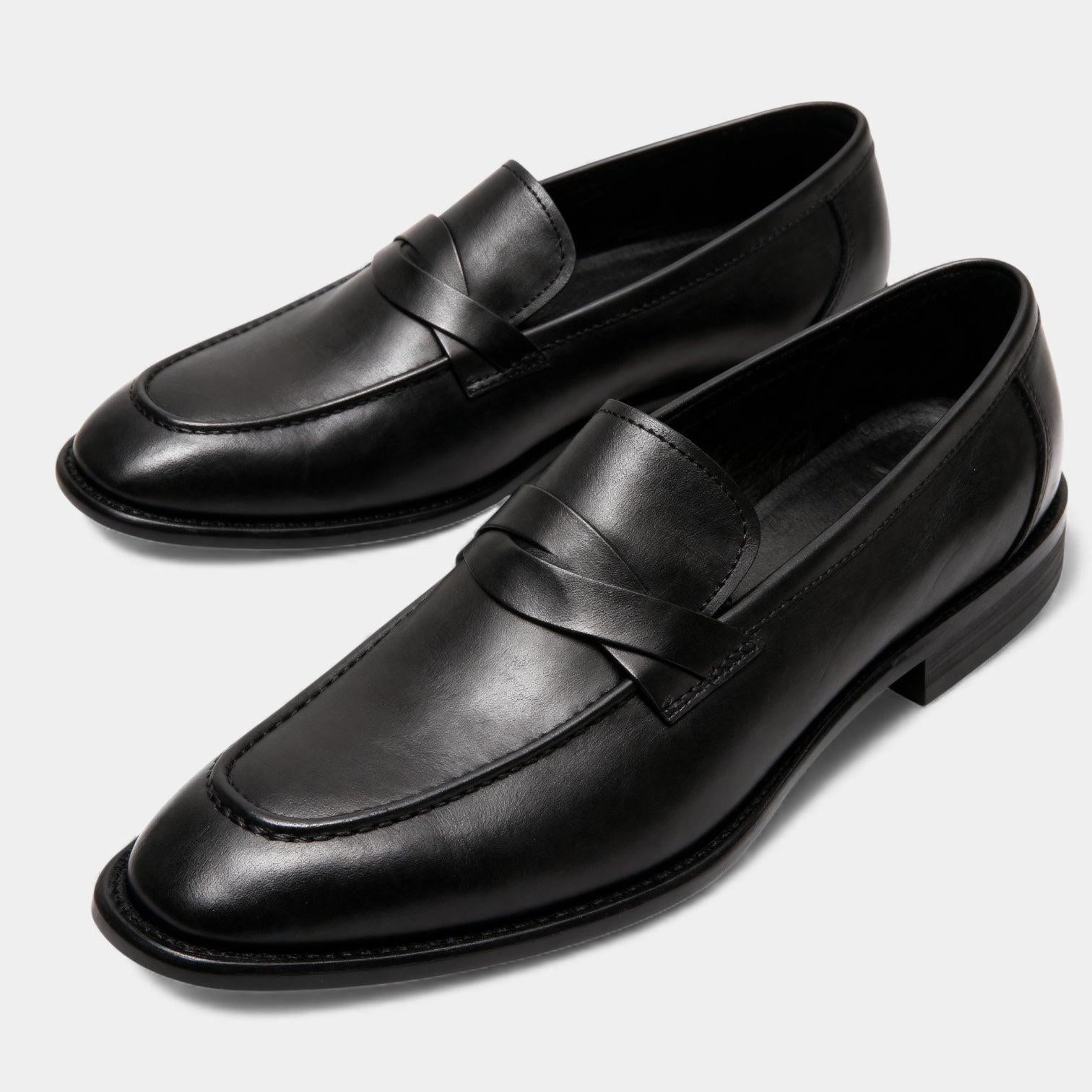 Men's Faux Leather Penny Loafers - Classic Slip-On Dress Shoes for Business and Formal Wear