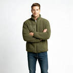 Men's Full-Zip Fleece Jacket - Soft Polyester Fabric - Casual Style - Ideal for Outdoor Activities and Layering