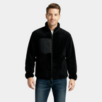 Men's Full-Zip Fleece Jacket - Soft Polyester Fabric - Casual Style - Ideal for Outdoor Activities and Layering
