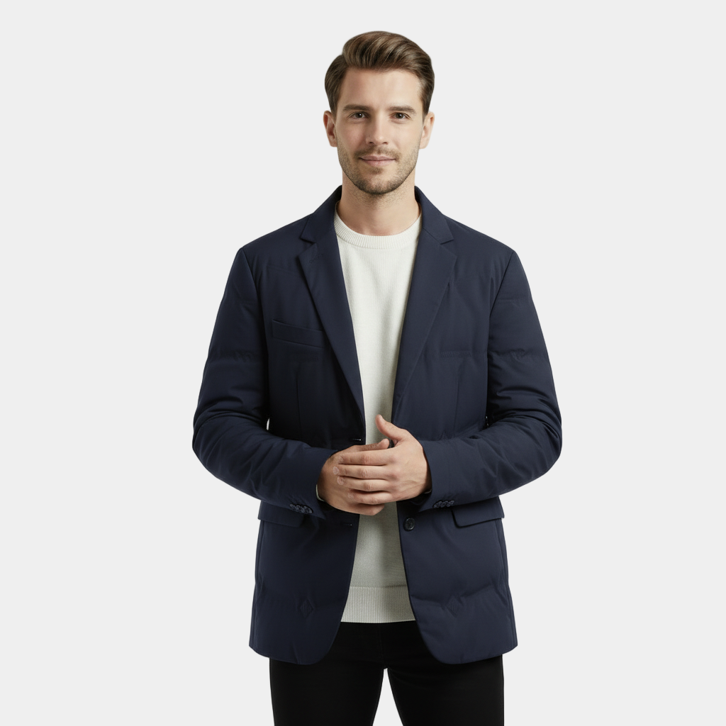 Men's Insulated Padded Blazer Coat for Cold Weather - Stylish Warm Outerwear for Casual and Formal Occasions