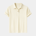 Men's Jacquard Woven Polo Shirt - Short Sleeve Casual Top for Everyday Wear