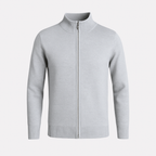 Men's Knit Cardigan with Full-Length Zipper, Long Sleeve, Ribbed Trim - Casual Outerwear for Everyday Wear