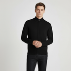 Men's Knit Cardigan with Full-Length Zipper, Long Sleeve, Ribbed Trim - Casual Outerwear for Everyday Wear