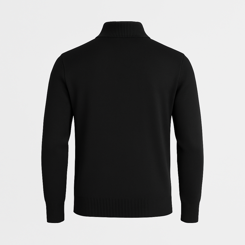 Men's Knit Cardigan with Full-Length Zipper, Long Sleeve, Ribbed Trim - Casual Outerwear for Everyday Wear