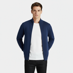 Men's Knit Cardigan with Full-Length Zipper, Long Sleeve, Ribbed Trim - Casual Outerwear for Everyday Wear
