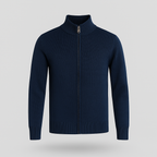 Men's Knit Cardigan with Full-Length Zipper, Long Sleeve, Ribbed Trim - Casual Outerwear for Everyday Wear