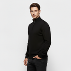 Men's Knit Quarter-Zip Sweater - Ribbed Mock Neck Pullover for Casual Wear and Layering