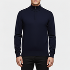Men's Knit Quarter-Zip Sweater - Ribbed Mock Neck Pullover for Casual Wear and Layering
