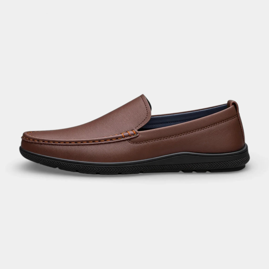 Men's Leather Moccasin Loafers - Comfortable Driving Shoes for Casual Wear