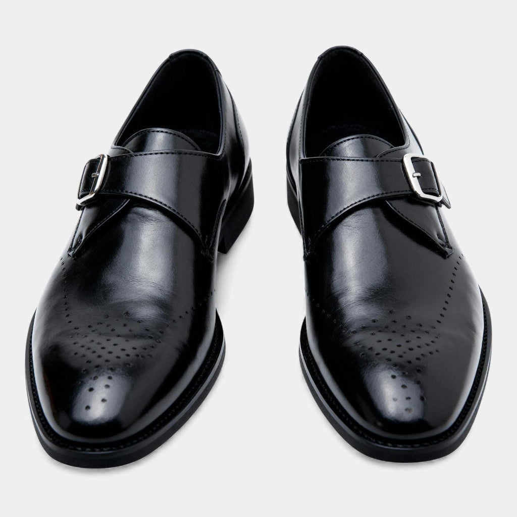 Men's Leather Single Monk Strap Dress Shoes - Classic Formal Footwear for Business and Special Occasions