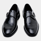 Men's Leather Single Monk Strap Dress Shoes - Classic Formal Footwear for Business and Special Occasions