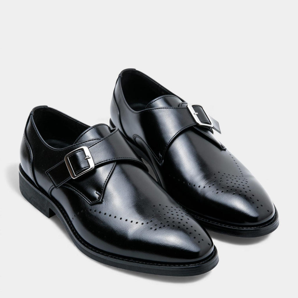 Men's Leather Single Monk Strap Dress Shoes - Classic Formal Footwear for Business and Special Occasions