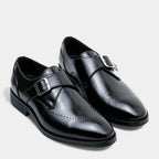 Men's Leather Single Monk Strap Dress Shoes - Classic Formal Footwear for Business and Special Occasions