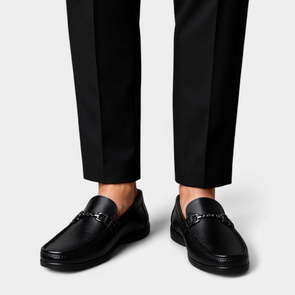 Men's Leather Slip-On Loafers - Formal Business Shoes for Office and Events