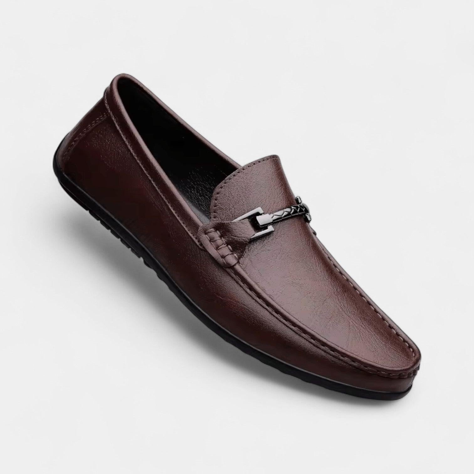 Men's Leather Slip-On Loafers - Formal Business Shoes for Office and Events