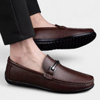 Men's Leather Slip-On Loafers - Formal Business Shoes for Office and Events