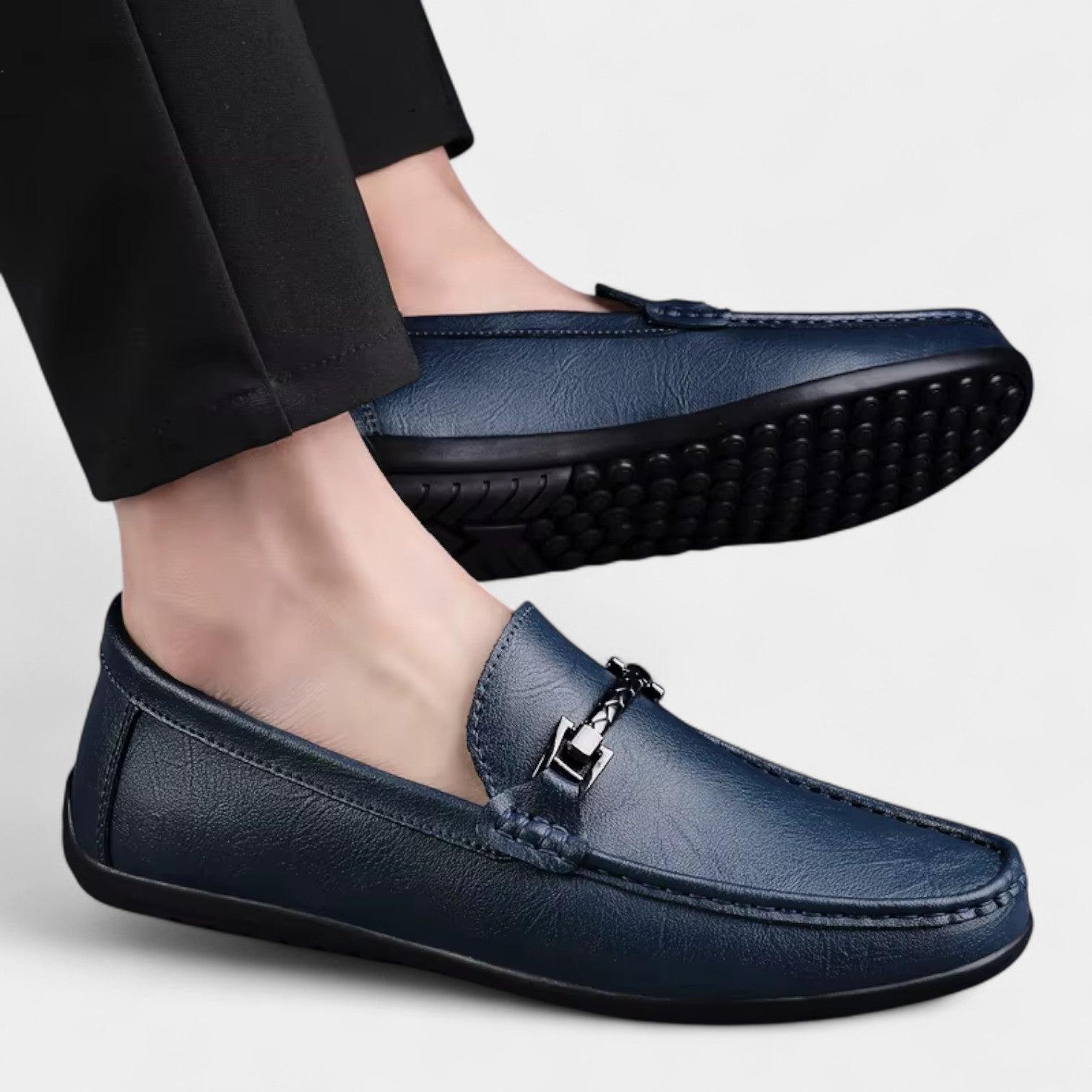 Men's Leather Slip-On Loafers - Formal Business Shoes for Office and Events