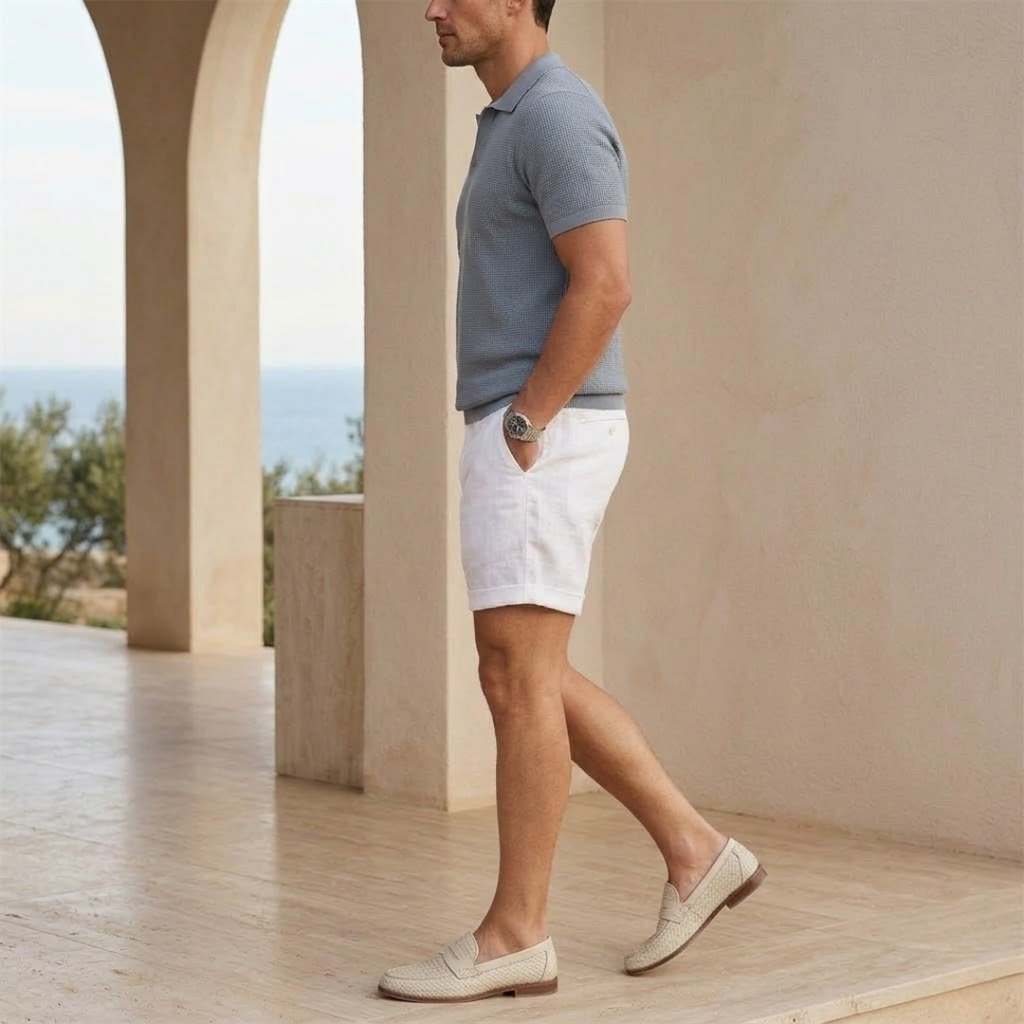 Men's Lightweight Cotton Linen Blend Shorts for Casual Summer Wear