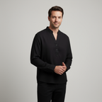 Men's Lightweight Linen Grandad Shirt - Long Sleeve Casual Wear for Summer and Spring