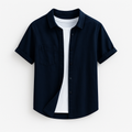 Men's Linen Short-Sleeve Button-Down Collar Shirt for Casual Wear