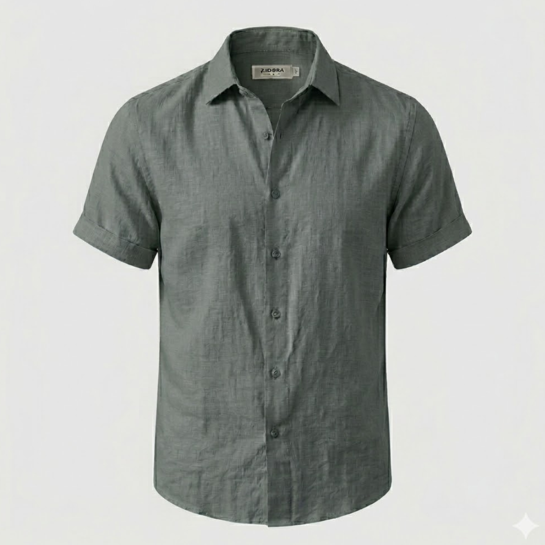 Men's Linen Short Sleeve Polo Shirt - Casual Summer Wear