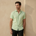 Men's Linen Short Sleeve Polo Shirt - Casual Summer Wear