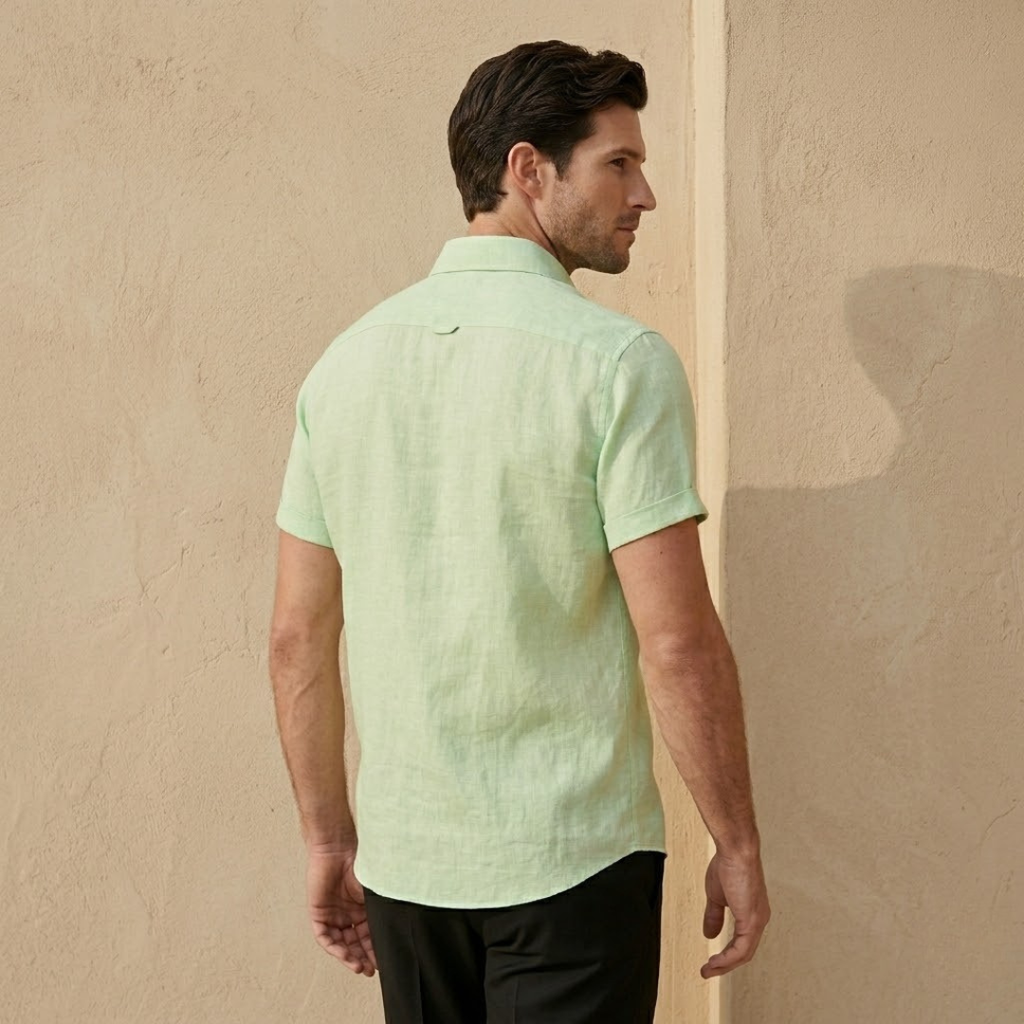 Men's Linen Short Sleeve Polo Shirt - Casual Summer Wear