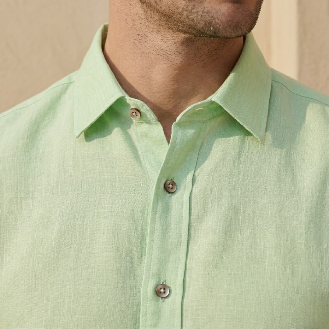 Men's Linen Short Sleeve Polo Shirt - Casual Summer Wear