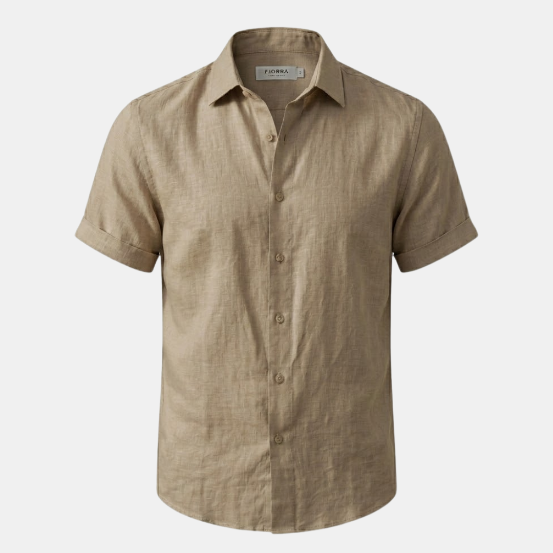 Men's Linen Short Sleeve Polo Shirt - Casual Summer Wear