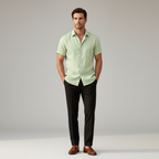 Men's Linen Short Sleeve Polo Shirt - Casual Summer Wear