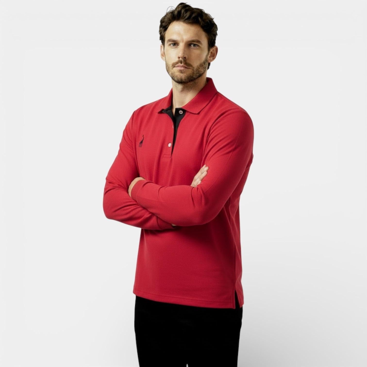 Men's Long Sleeve Polo Shirt - Classic Fit - Soft Cotton - Casual Wear - Available in Multiple Colors