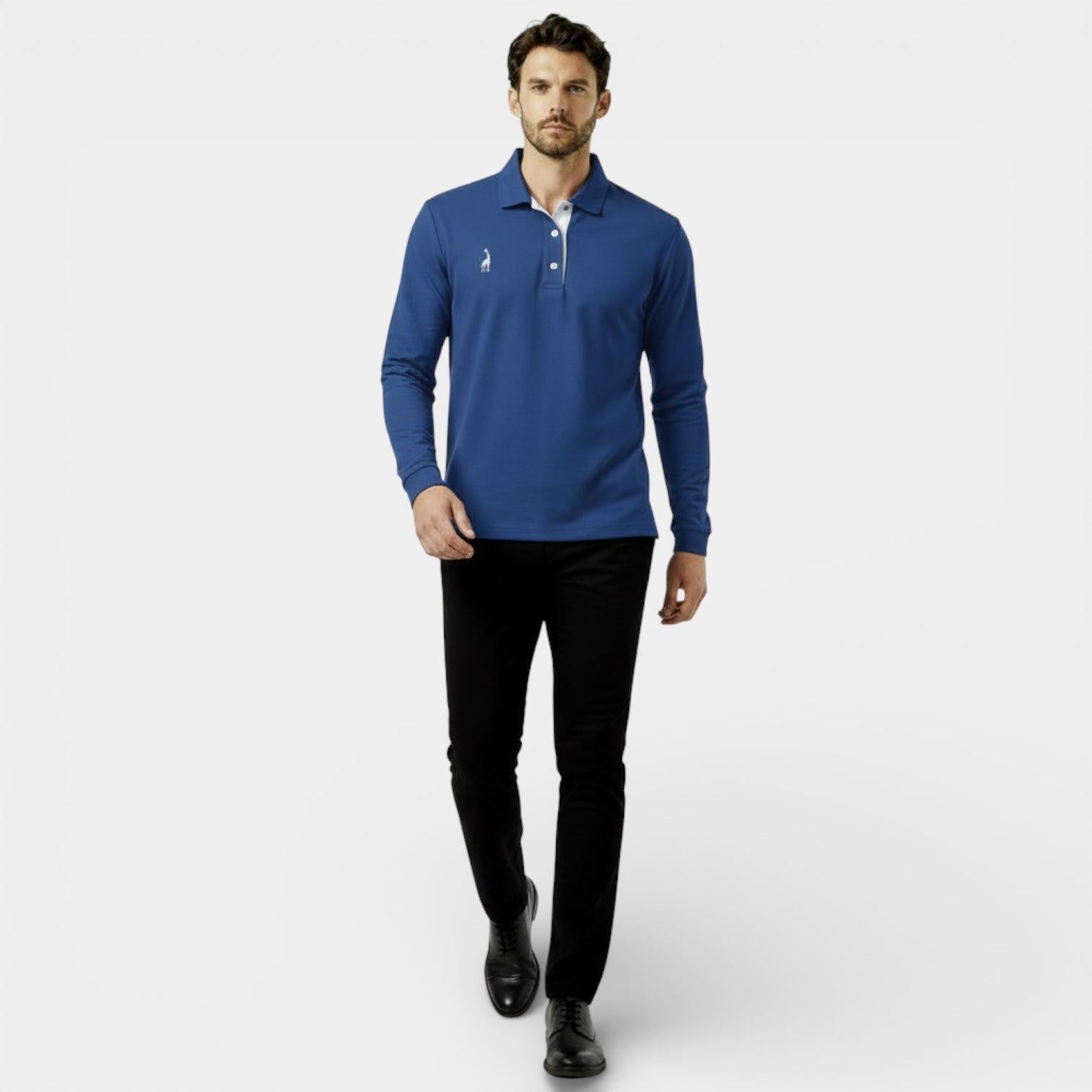Men's Long Sleeve Polo Shirt - Classic Fit - Soft Cotton - Casual Wear - Available in Multiple Colors
